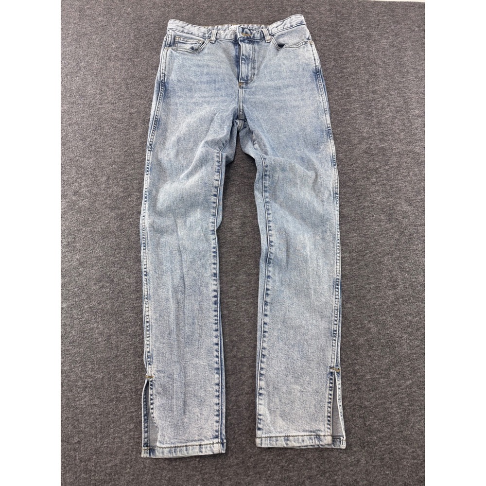 Gianni‎ Bini Light Wash High Rise Straight Leg Jeans Side Slit Ankle Size 27